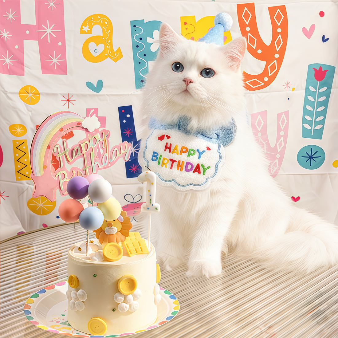 Kit Fête Jetable pour Anniversaire Chat/Chien - Chapeaux & Bavettes Instagrammables