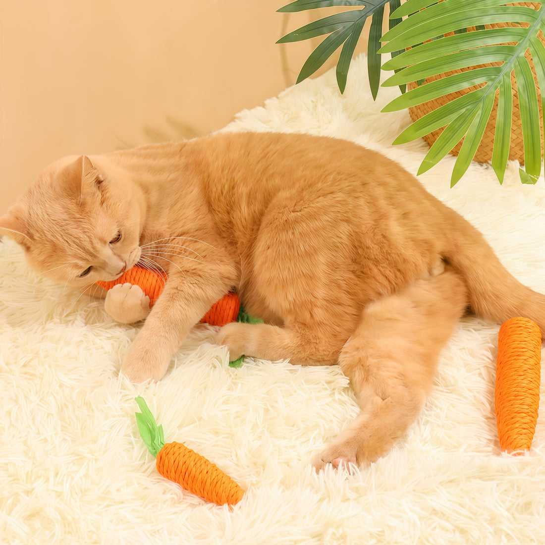 Pack de 2 Jouets Carotte pour Chat - Tressé Main Écologique en Papier Recyclé | Griffoir & Mordre Résistant | Anti-Stress