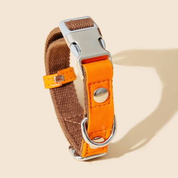 Collier Mixte Cuir & Toile Renforcée pour Chiens Moyens/Grands